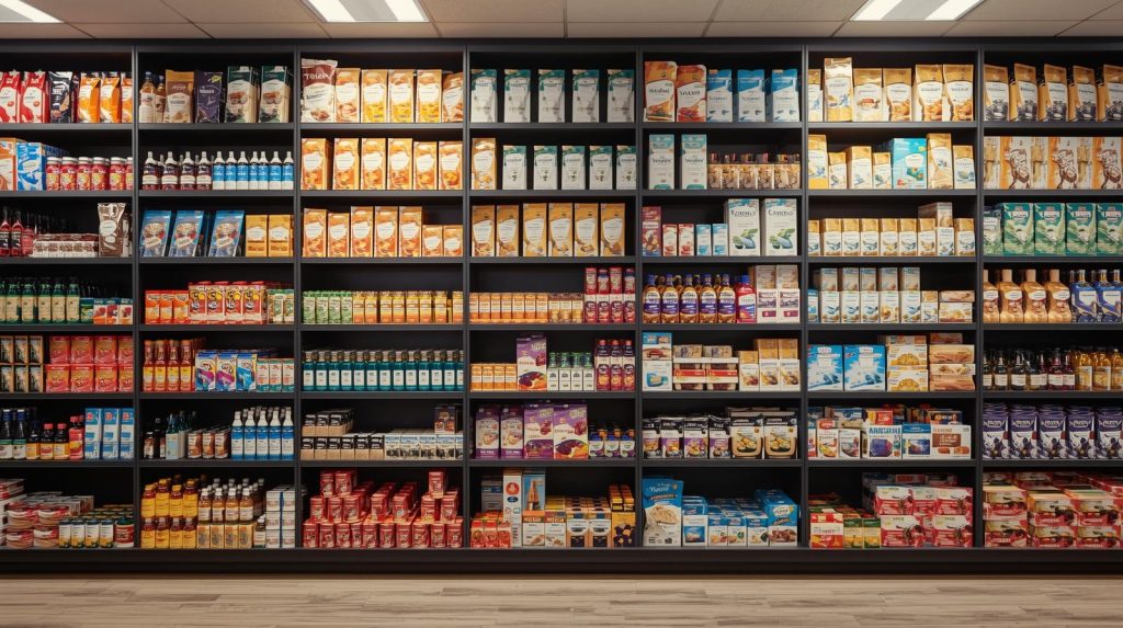Góndola con Productos de Distintas Marcas